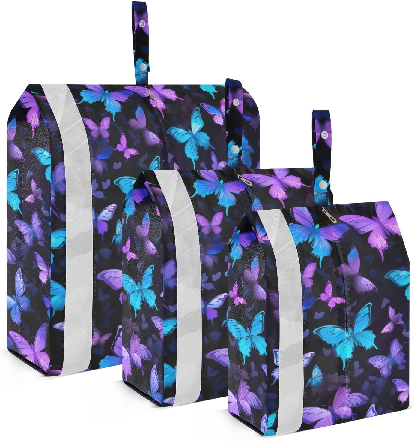 Purple Blue Butterfly Packing Cubes for Travel 3 Set Compression Bags Luggage Packing Organizers for Travel Compression