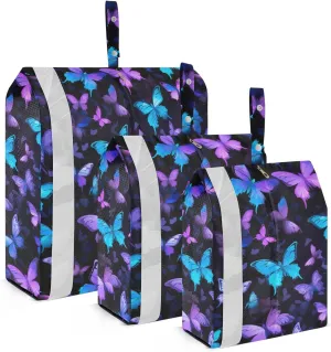Purple Blue Butterfly Packing Cubes for Travel 3 Set Compression Bags Luggage Packing Organizers for Travel Compression