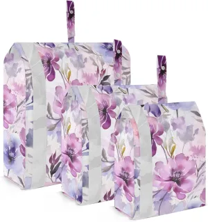 Purple Florals Beautiful Packing Cubes for Travel 3 Set Travel Packing Organizers Suitcase Organizer Bags Set for Luggage