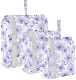 Purple Flower Beautiful Packing Cubes for Travel 3 Set Large Packing Cubes Luggage Organizer Bags for Carry On Suitcases