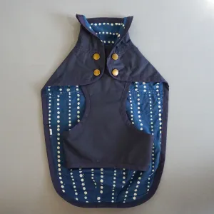 Rain Jacket: Navy/Indigo Block Printed with Running Spots