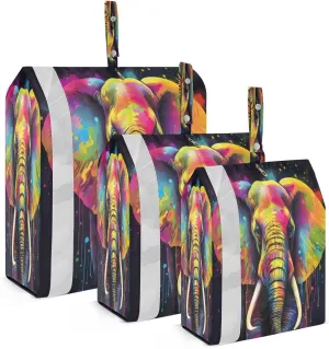 Rainbow Elephants Watercolor Packing Cubes for Travel 3 Set Travel Packing Cubes Luggage Organizer Bags for Travel