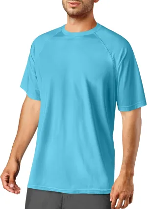 Rash Guard for Men Short Sleeve SPF50  Fishing Hiking Outdoor Running Sun Swim Shirts Lightweight Quick Dry Workout Rashguard Athletic T-Shirts Cool Clothing Aqua Blue XL