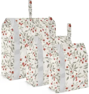 Red Berry Leaves Vintage Packing Cubes for Travel 3 Set Packing Cubes Large Luggage Bags for Vacation Clothes