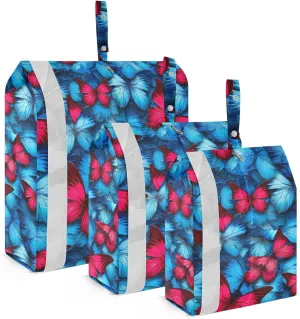 Red Blue Butterfly Packing Cubes for Travel 3 Set Compression Travel Bags Luggage Packing Organizers for Travel Compression