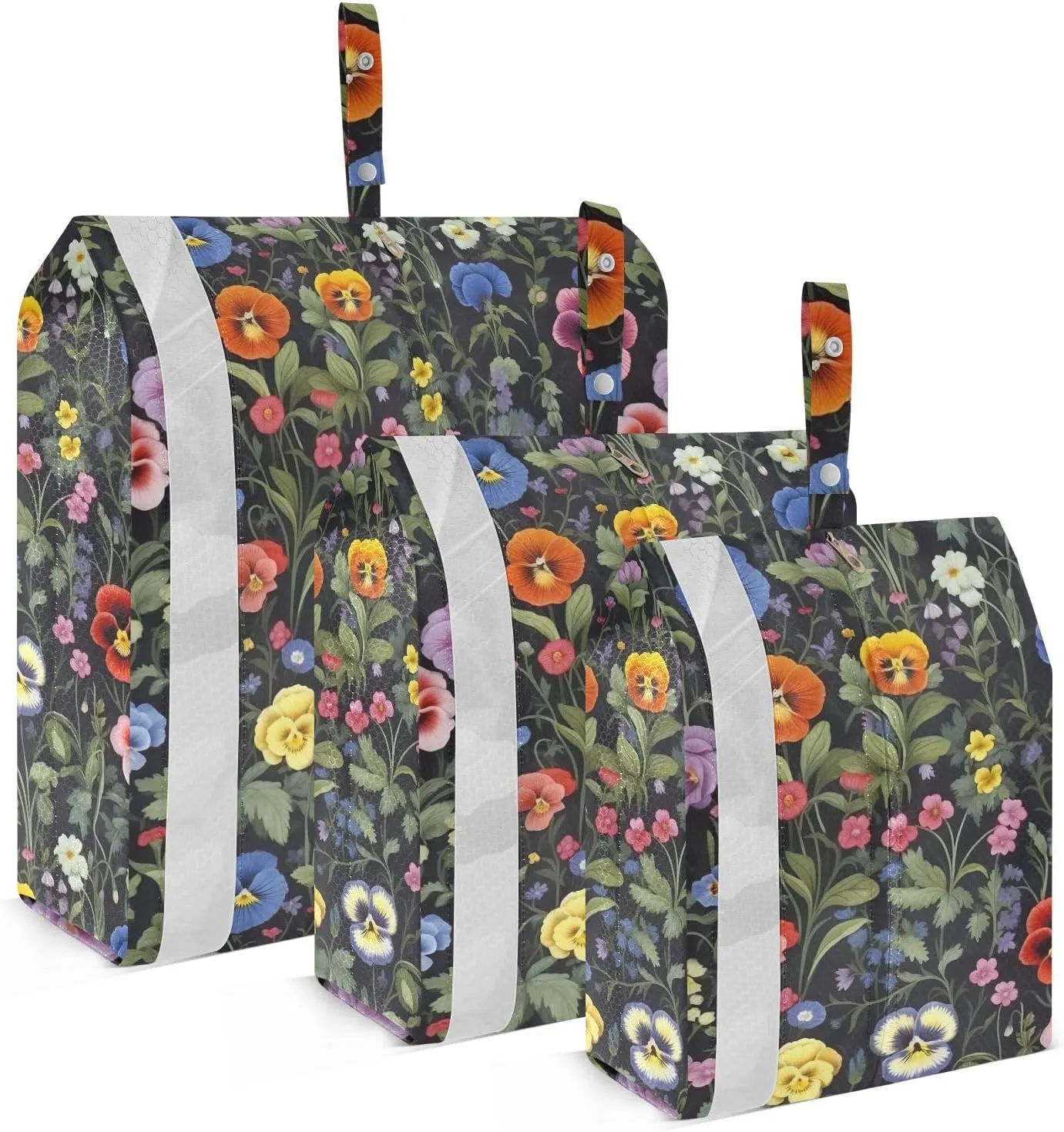Red Blue Pansies Florals Flowers Packing Cubes for Travel 3 Set Luggage Packing Cubes Luggage Packing Organizers for Travel Compression