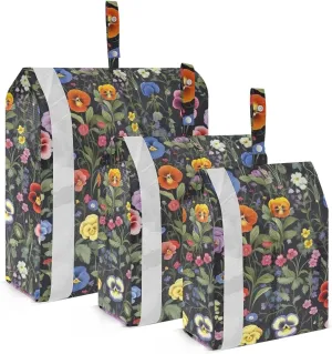 Red Blue Pansies Florals Flowers Packing Cubes for Travel 3 Set Luggage Packing Cubes Luggage Packing Organizers for Travel Compression