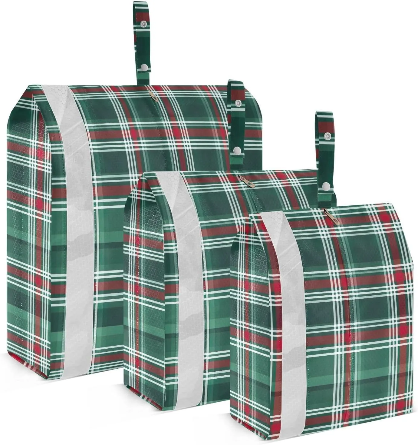 Red Green Plaid Packing Cubes for Travel 3 Set Luggage Packing Cubes Luggage Organizers for Suitcase