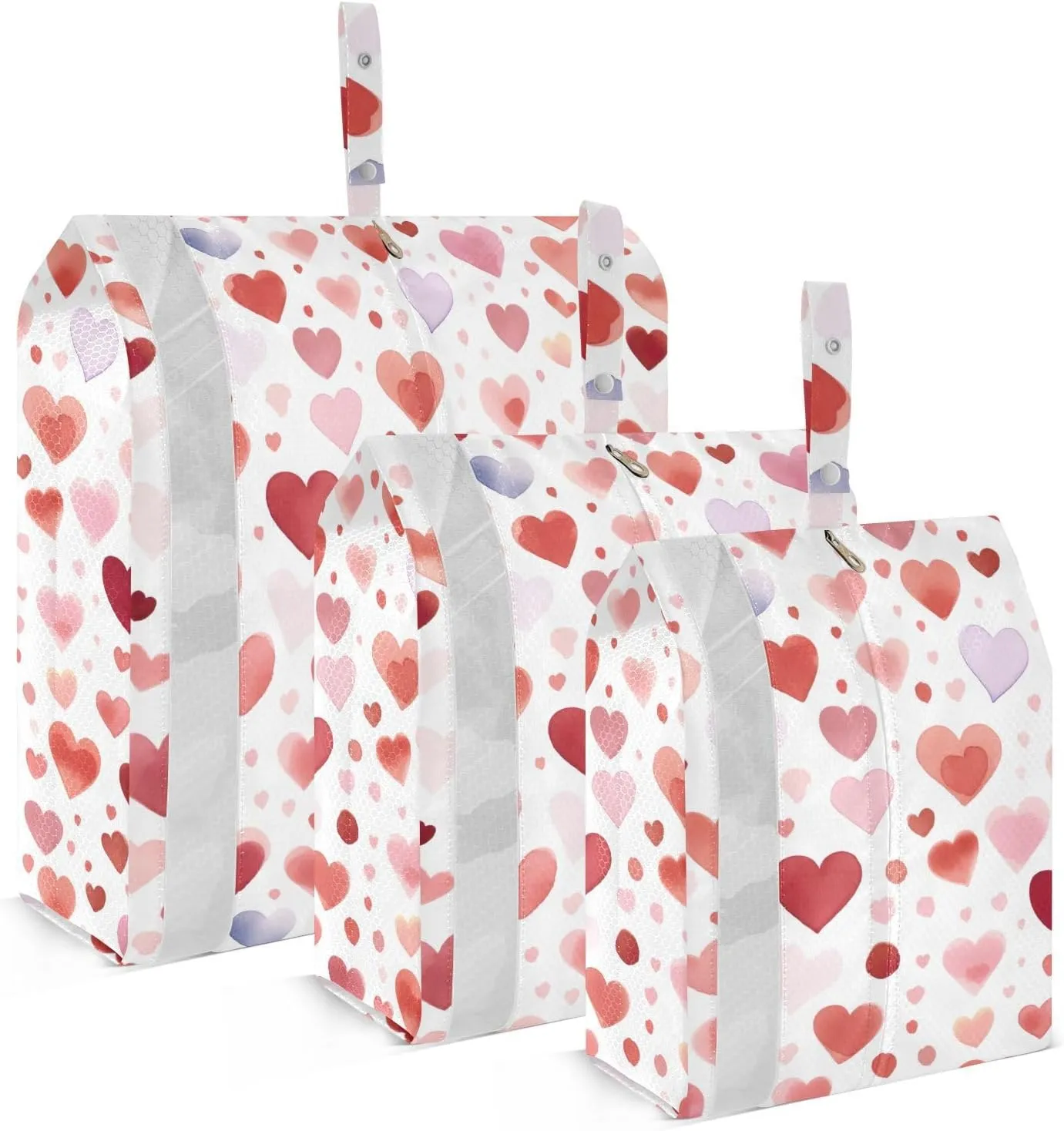 Red Heart Dot Packing Cubes for Travel 3 Set Packing Bags Luggage Organizers for Travel