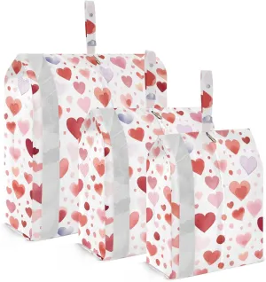 Red Heart Dot Packing Cubes for Travel 3 Set Packing Bags Luggage Organizers for Travel