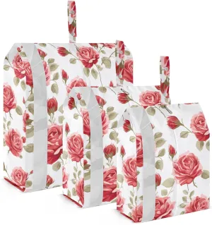Red Rose White Packing Cubes for Travel 3 Set Large Packing Cubes Luggage Cubes for Suitcase