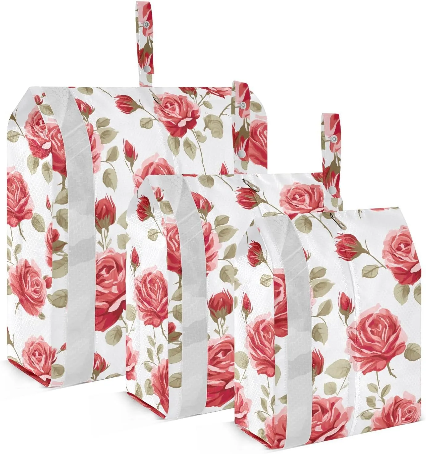 Red Rose White Packing Cubes for Travel 3 Set Large Packing Cubes Luggage Cubes for Suitcase