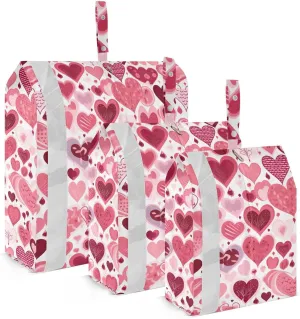Red Valentines Day Hearts Packing Cubes for Travel 3 Set Luggage Packing Cubes Luggage Bags Organizer for Packing