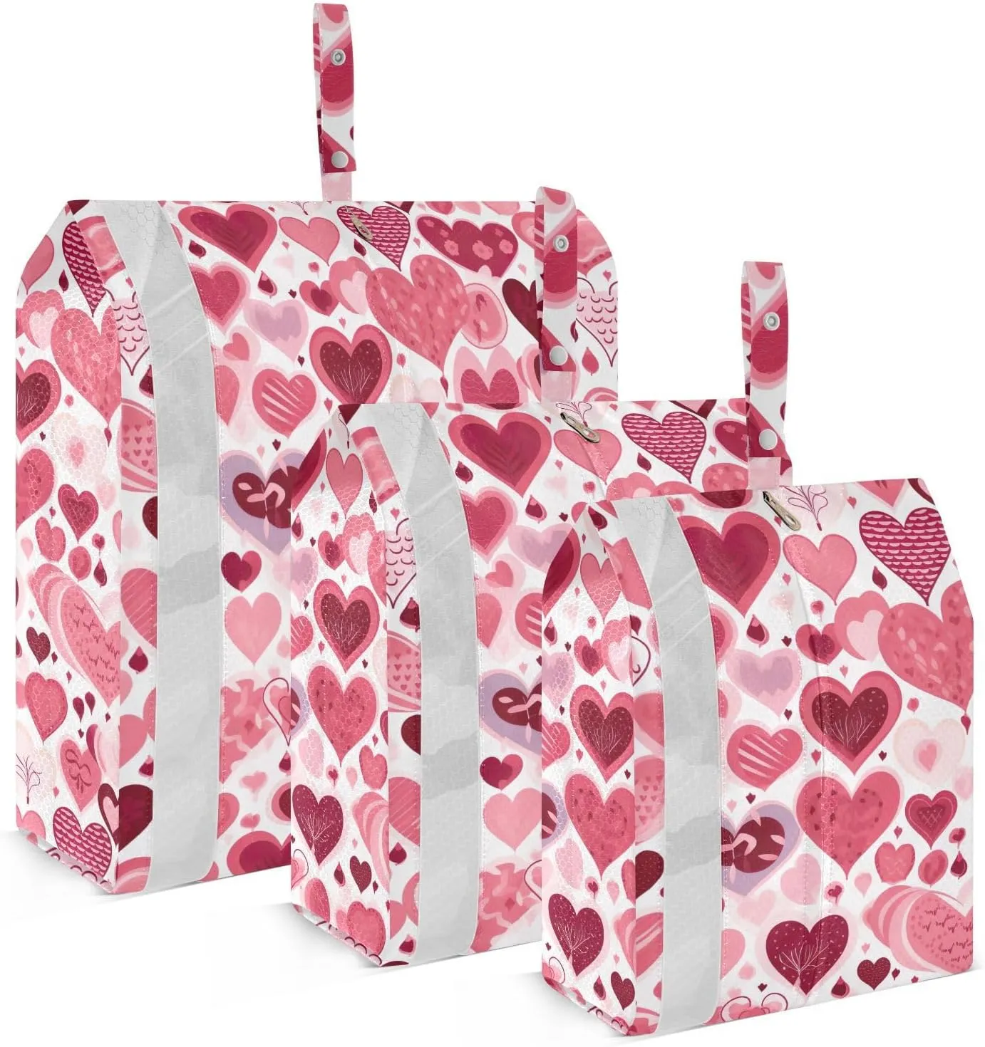 Red Valentines Day Hearts Packing Cubes for Travel 3 Set Luggage Packing Cubes Luggage Bags Organizer for Packing