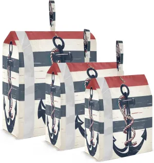 Retro Anchor White Stripe Packing Cubes for Travel 3 Set Large Packing Cubes Luggage Accessories for Vacation Clothes