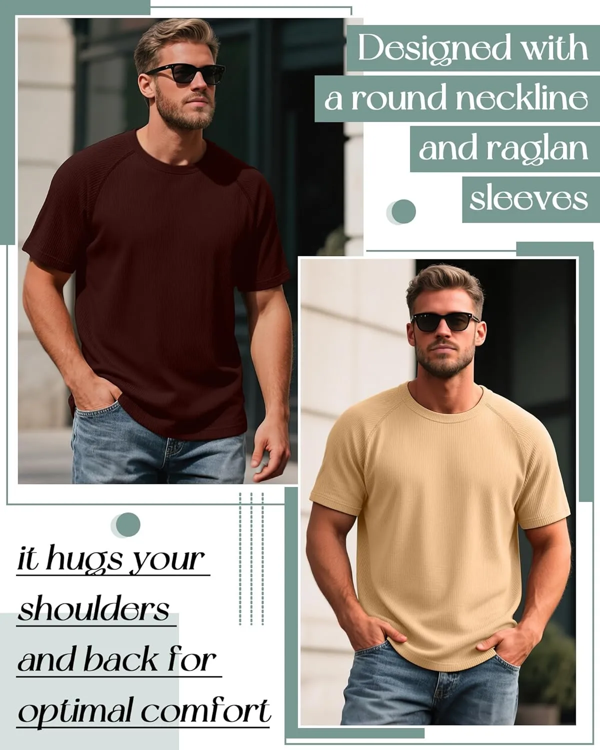 Riyiper 3 Pack Men's Big and Tall Ribbed Knit T-Shirts XL-5XL Summer Textured Casual Short Sleeve Tops Crew Neck Basic Tee