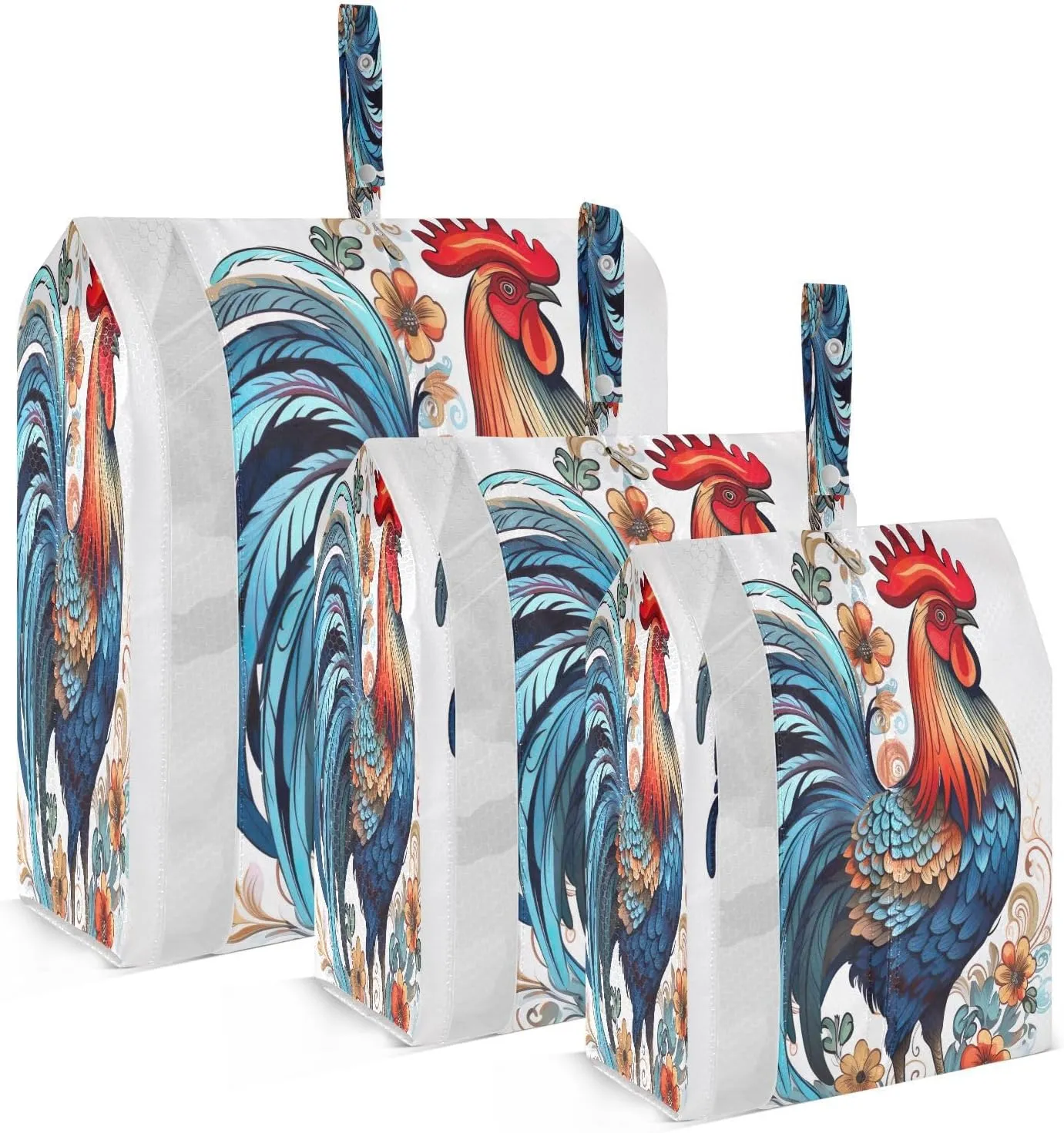 Rooster Flower Packing Cubes for Travel 3 Set Compression Bags Suitcase Organizer for Carry On Suitcases