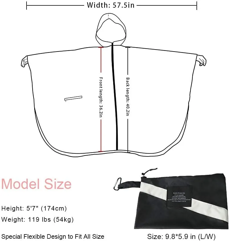 salamra Rain Poncho Jacket Coat Hooded Zipper Style for Women/Men/Adult with Pocket