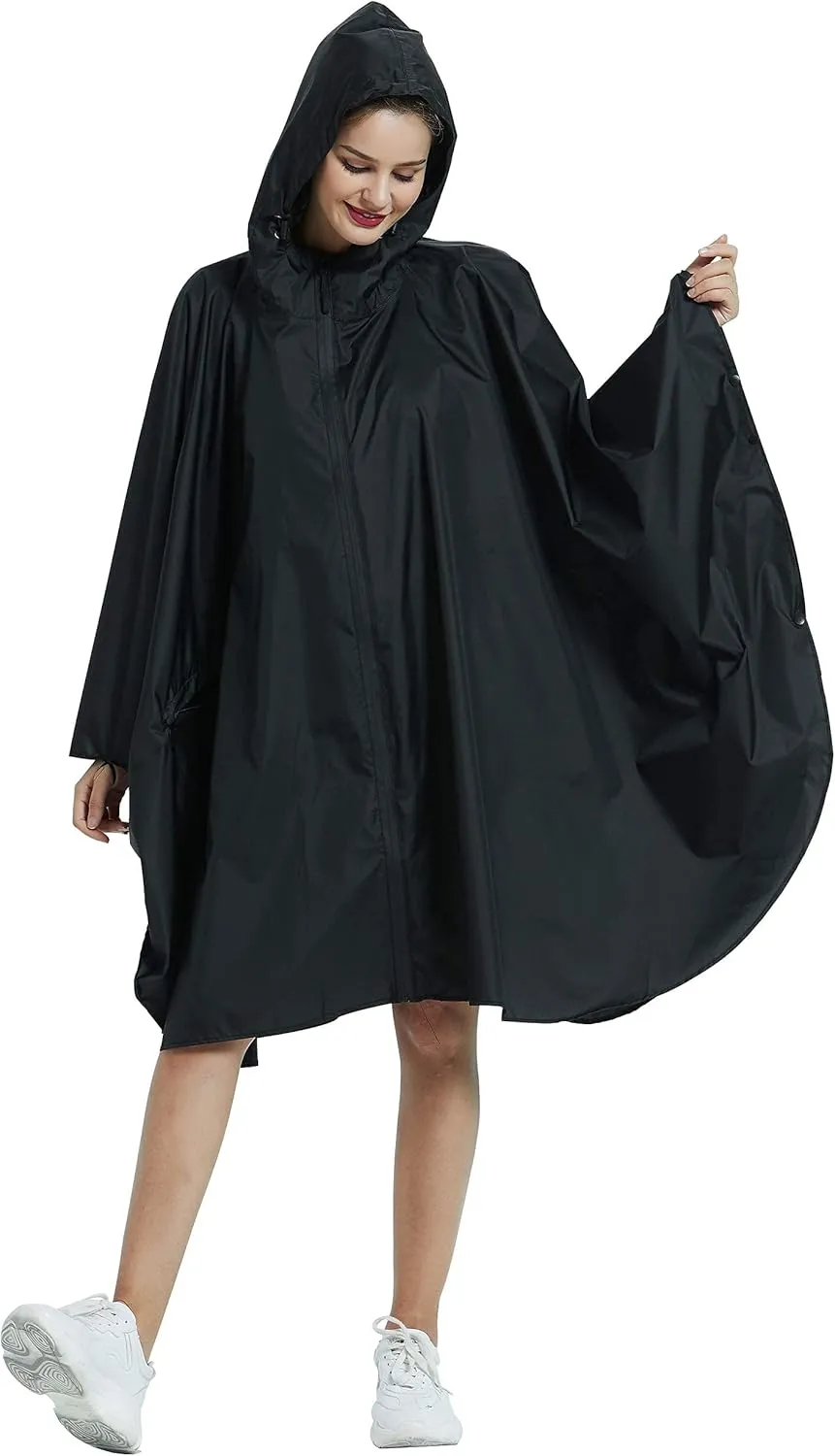 salamra Rain Poncho Jacket Coat Hooded Zipper Style for Women/Men/Adult with Pocket