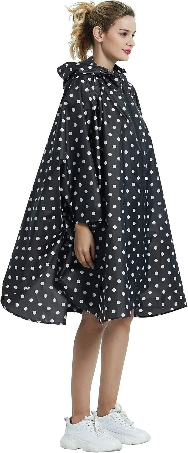 salamra Rain Poncho Jacket Coat Hooded Zipper Style for Women/Men/Adult with Pocket