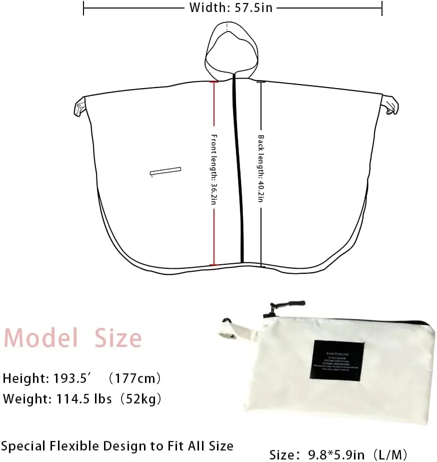 salamra Rain Poncho Jacket Coat Hooded Zipper Style for Women/Men/Adult with Pocket