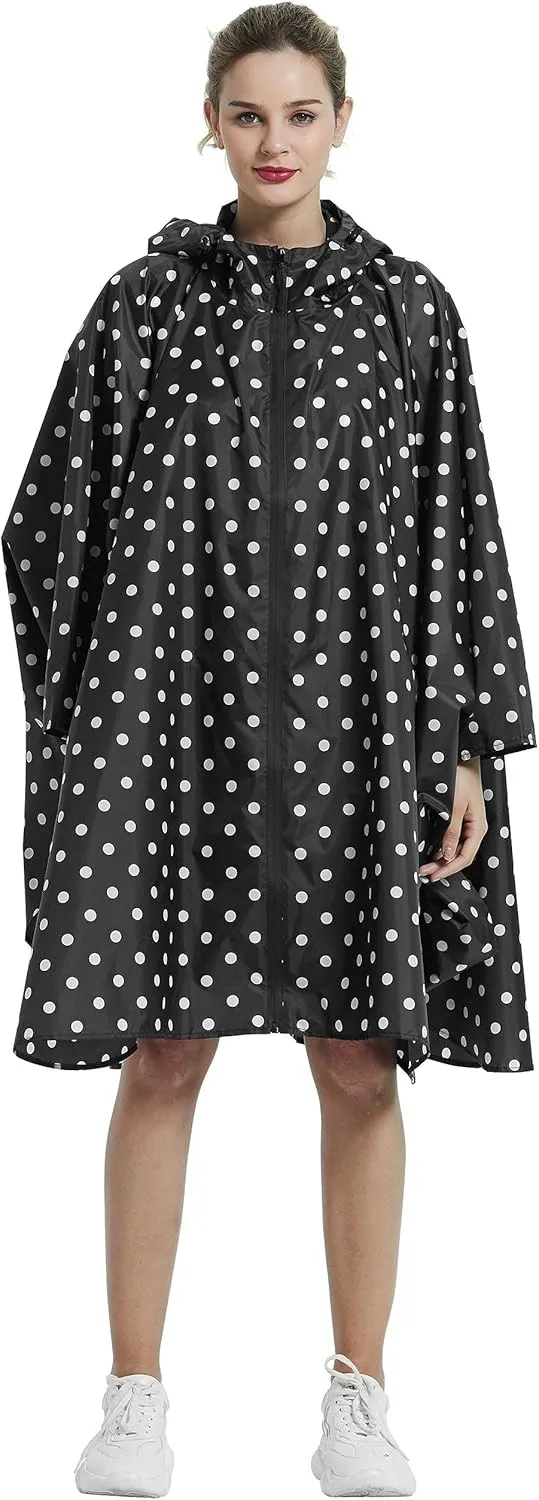 salamra Rain Poncho Jacket Coat Hooded Zipper Style for Women/Men/Adult with Pocket