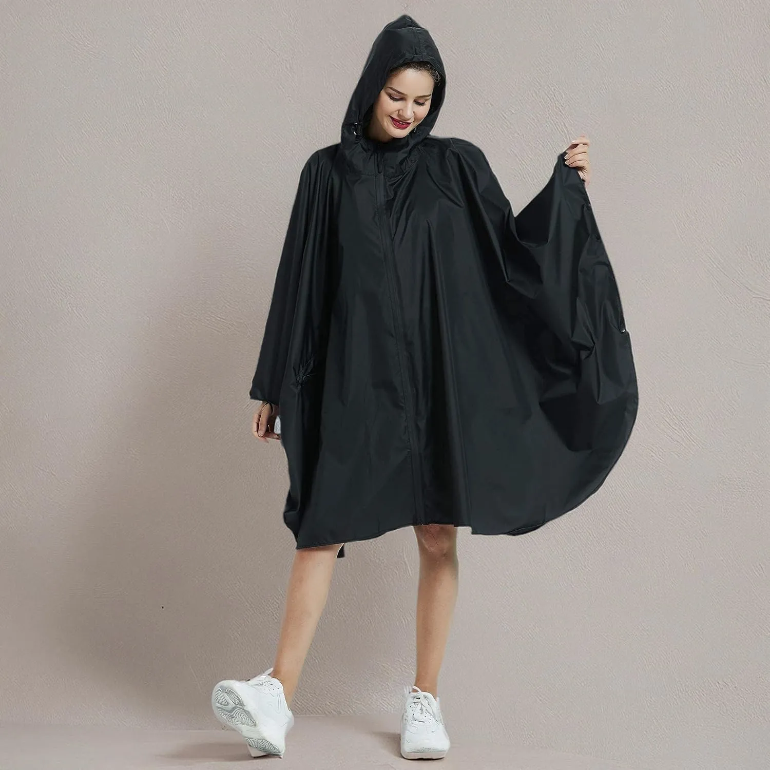 salamra Rain Poncho Jacket Coat Hooded Zipper Style for Women/Men/Adult with Pocket