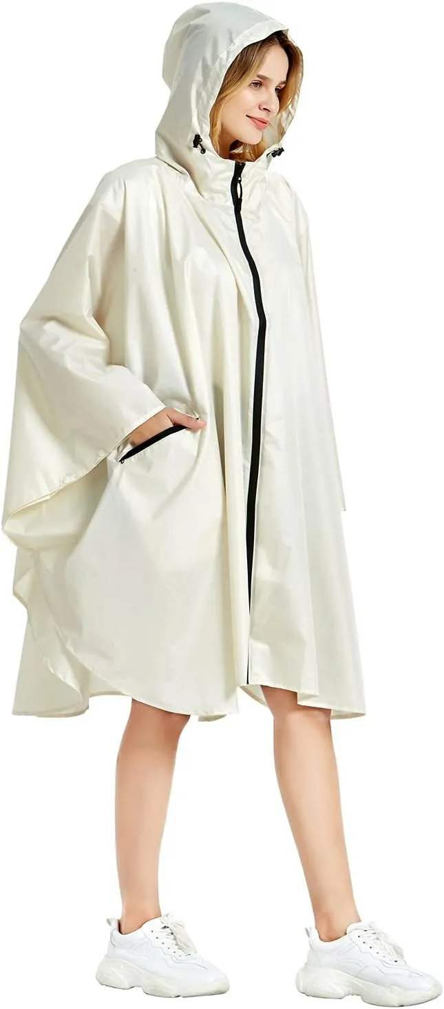 salamra Rain Poncho Jacket Coat Hooded Zipper Style for Women/Men/Adult with Pocket