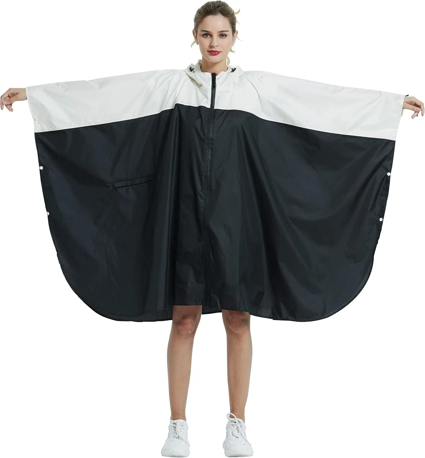 salamra Rain Poncho Jacket Coat Hooded Zipper Style for Women/Men/Adult with Pocket