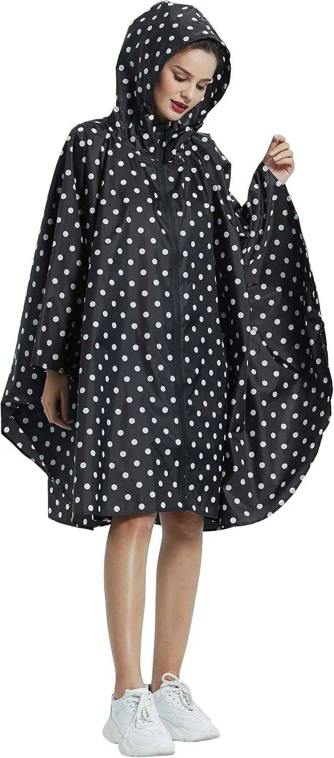 salamra Rain Poncho Jacket Coat Hooded Zipper Style for Women/Men/Adult with Pocket