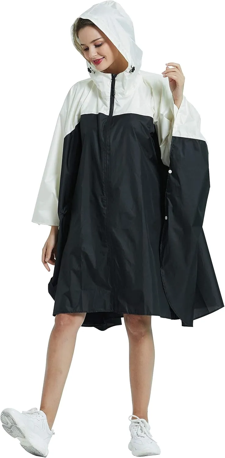 salamra Rain Poncho Jacket Coat Hooded Zipper Style for Women/Men/Adult with Pocket