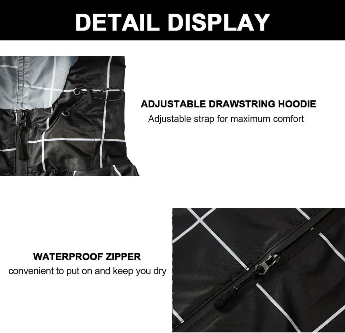 salamra Rain Poncho Jacket Coat Hooded Zipper Style for Women/Men/Adult with Pocket
