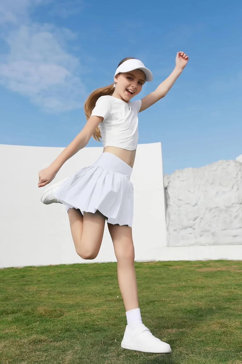 SANGTREE Women Pleated Tennis Skirt with Pockets Girls High Waisted Athletic Golf Skorts, 2 Years - US 4XL