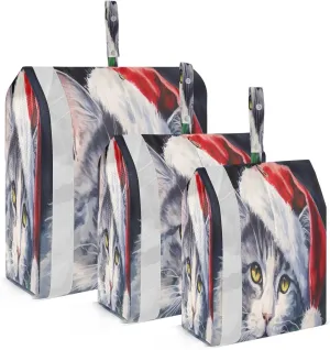 Santa Hat Cat Packing Cubes for Travel 3 Set Travel Packing Cubes Luggage Cubes for Organization