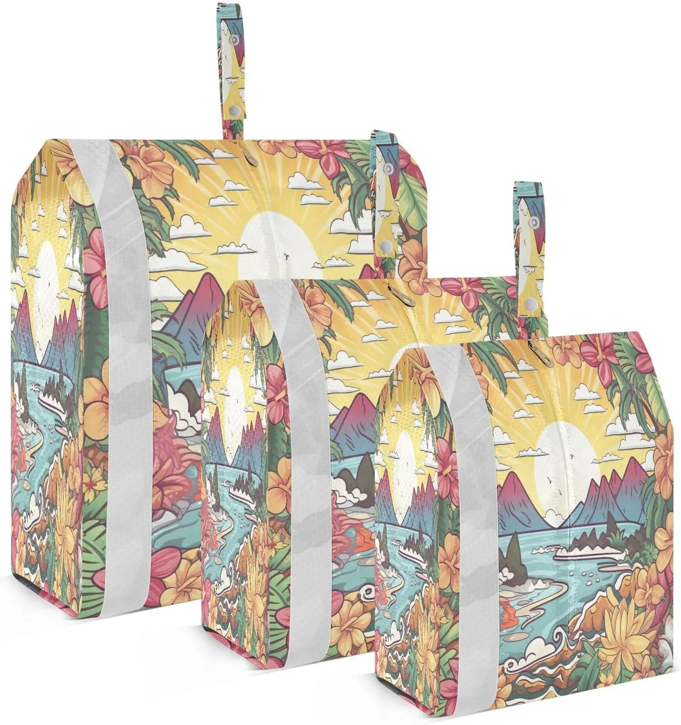 Sea Flowers Sunset Packing Cubes for Travel 3 Set Travel Packing Cubes Luggage Bags for Travel