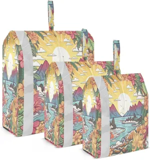 Sea Flowers Sunset Packing Cubes for Travel 3 Set Travel Packing Cubes Luggage Bags for Travel