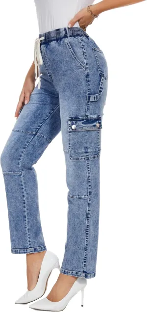 SESERAGI Cargo Pants Women Work High Waisted Streetwear Carpenter Travel Womens Drawstring Hiking Pants