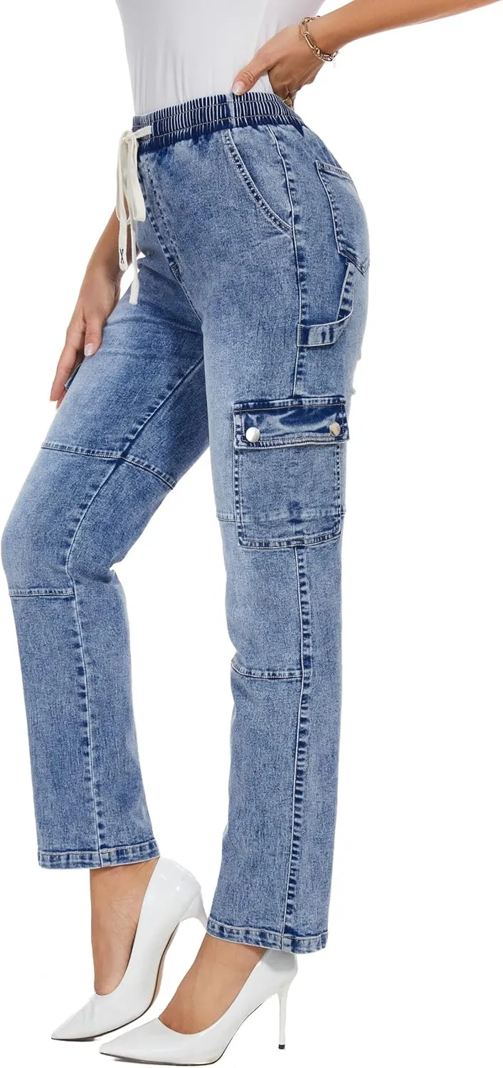 SESERAGI Cargo Pants Women Work High Waisted Streetwear Carpenter Travel Womens Drawstring Hiking Pants