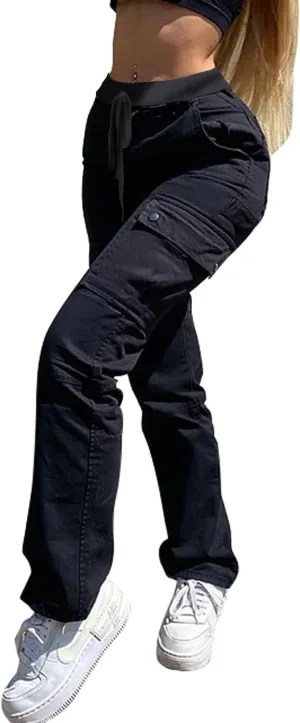SESERAGI Cargo Pants Women Work High Waisted Streetwear Carpenter Travel Womens Drawstring Hiking Pants