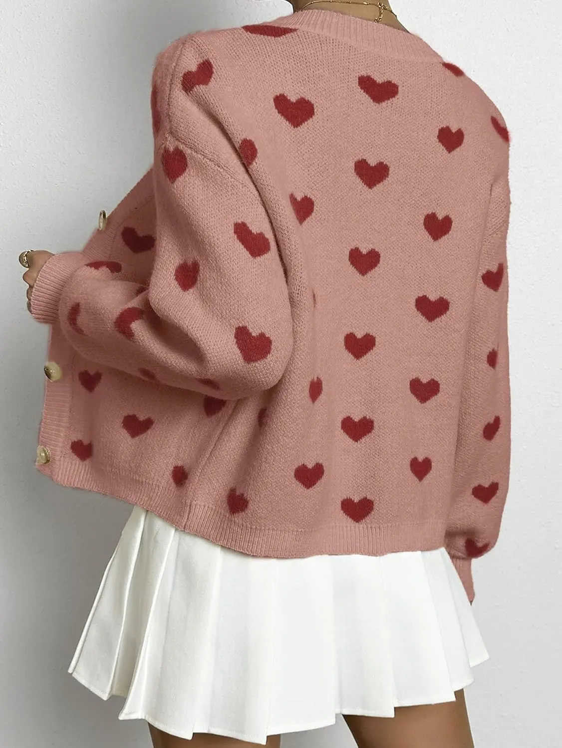 SHENHE Women's Cute Cropped Cardigan Open Front Long Sleeve Ribbed Knit Sweater