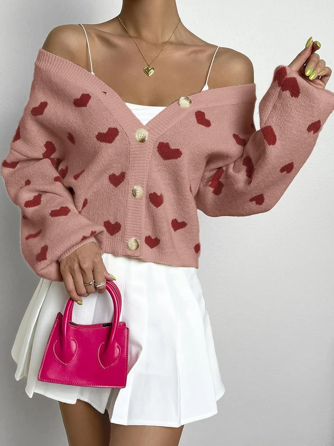 SHENHE Women's Cute Cropped Cardigan Open Front Long Sleeve Ribbed Knit Sweater