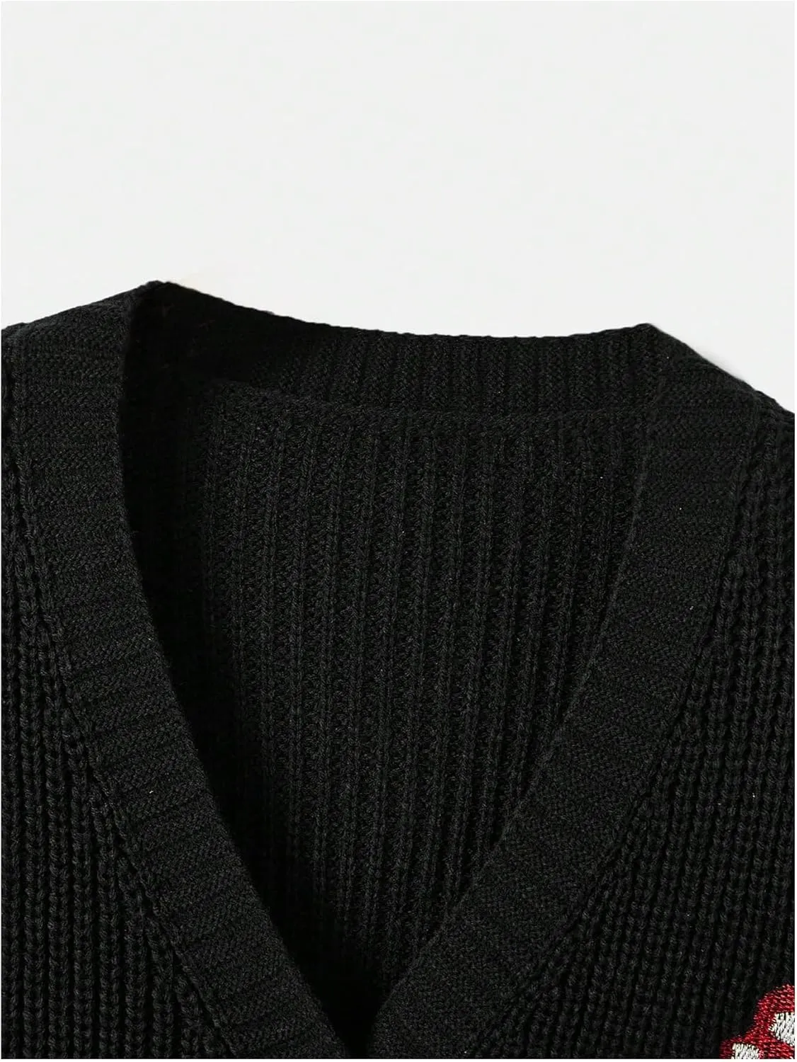 SHENHE Women's Embroidery Cardigan Drop Shoulder Button Front Duster Knit Sweater