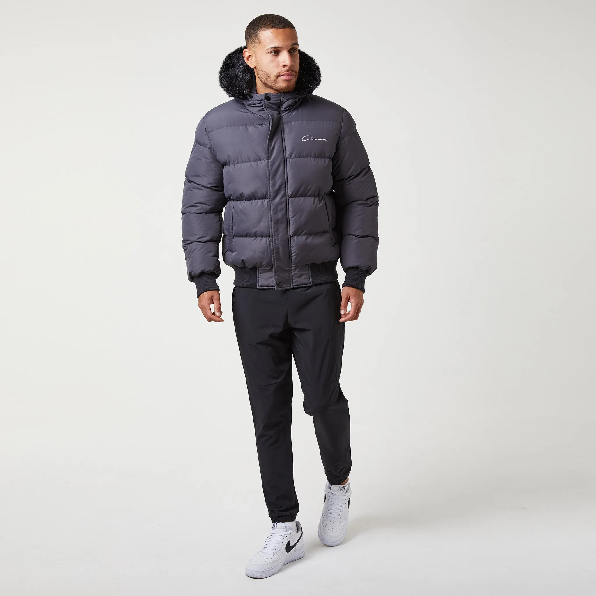Short Puffer Parka | Charcoal
