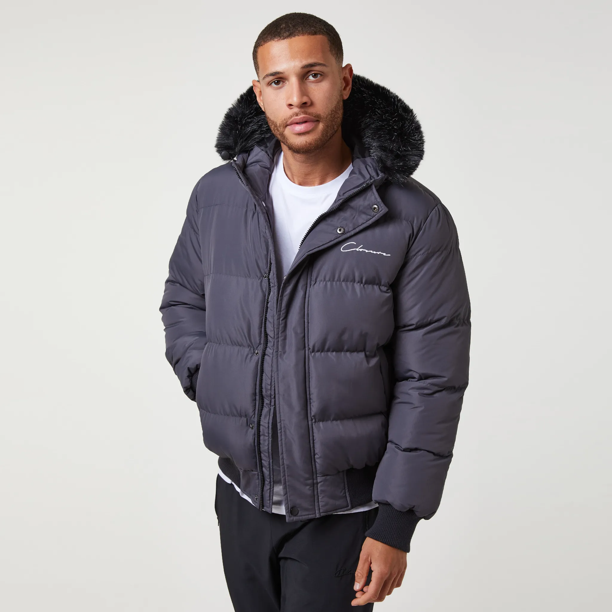 Short Puffer Parka | Charcoal