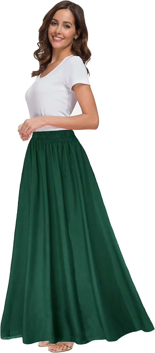 Sinono Womens Chiffon Retro Maxi Skirt Vintage Ankle-Length Skirts