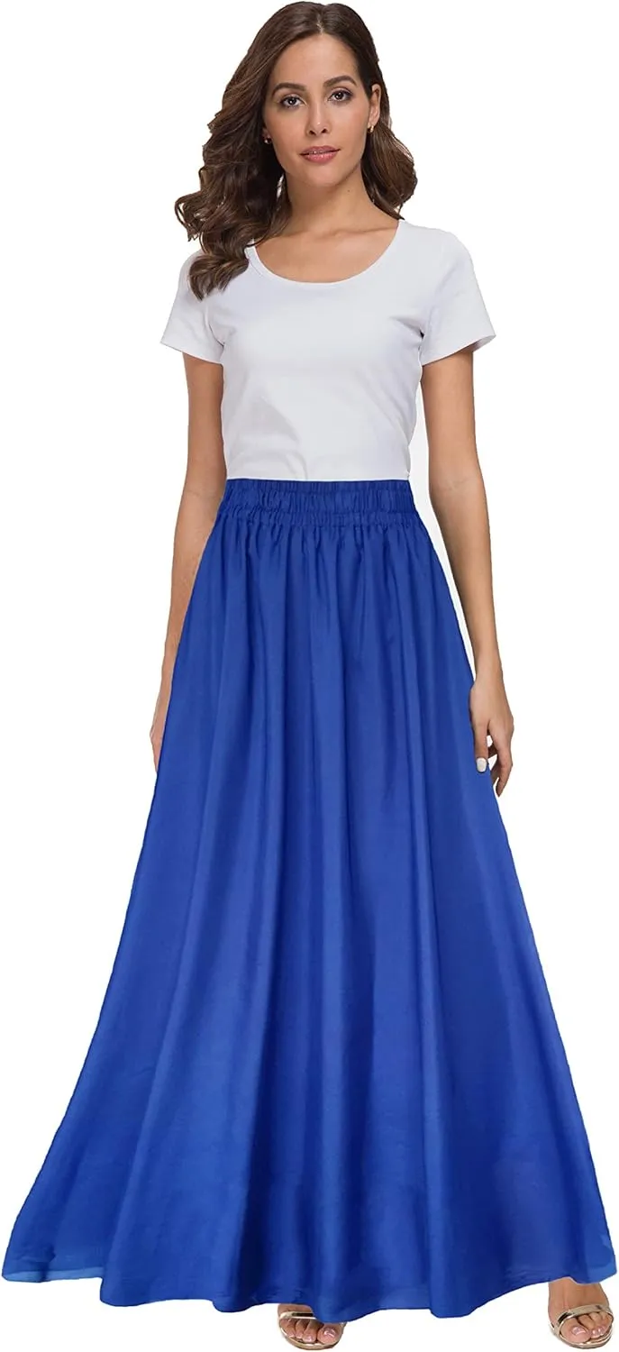 Sinono Womens Chiffon Retro Maxi Skirt Vintage Ankle-Length Skirts