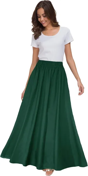 Sinono Womens Chiffon Retro Maxi Skirt Vintage Ankle-Length Skirts
