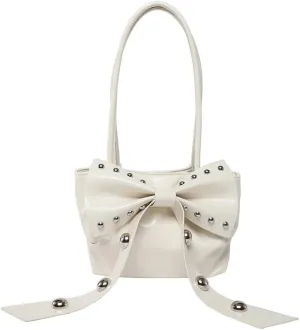 Small Coquette Purse for Women Y2k Shoulder Bag Underarm Studded Purses with Bow Aesthetic Hobo Bowknot Handbag