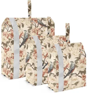 Sparrow White Pink Flowers Packing Cubes for Travel 3 Set Travel Bags Organizer Luggage Organizers for Travel Compression