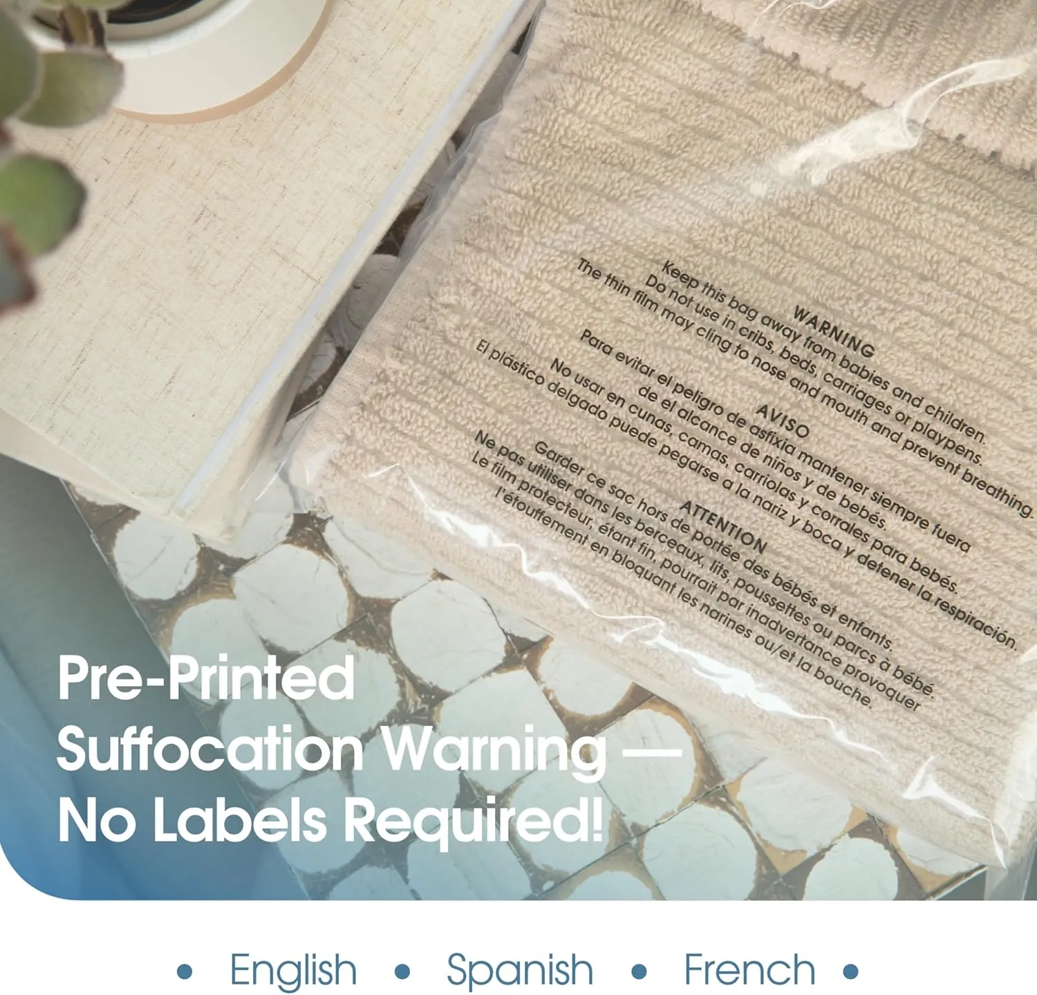 Spartan Industrial - Self Seal Clear Poly Bags with Suffocation Warning for Packaging, T Shirts & - Resealable Glue (14" X 20", 100, Count)